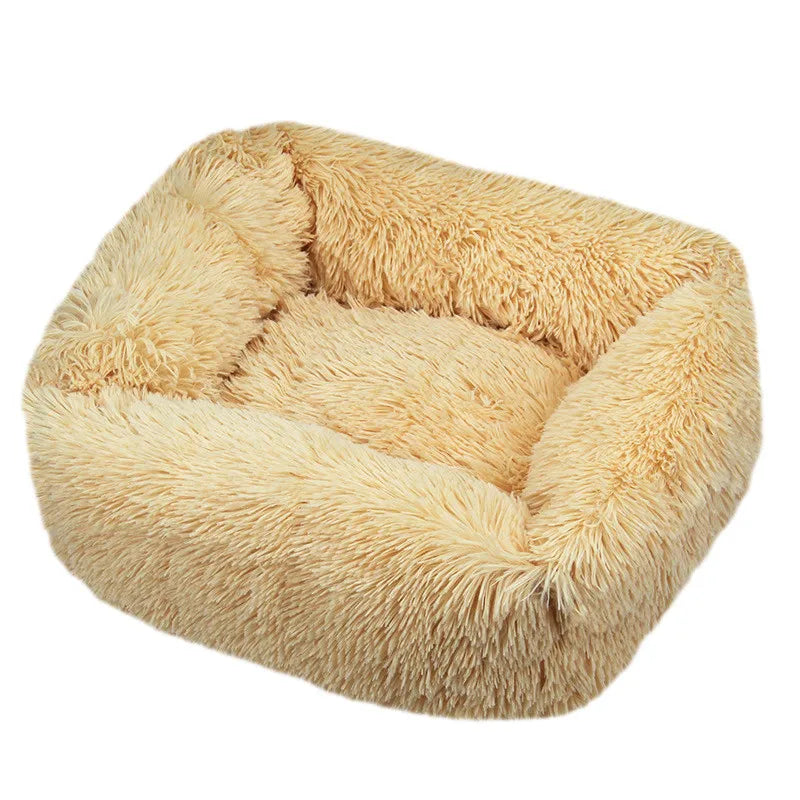 Luxuriöses Plüsch-Hundebett – Waschbares Quadratisches Kuschelbett für Kleine bis Große Hunde