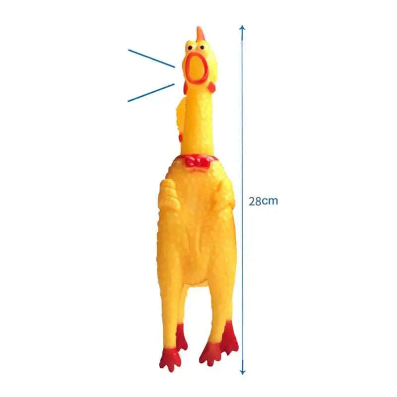 Schreiendes Gelbes Huhn-Hundespielzeug – Robustes Gummi-Quietschspielzeug zum Drücken, Kauen & Interaktiven Spielen für Hunde und Welpen
