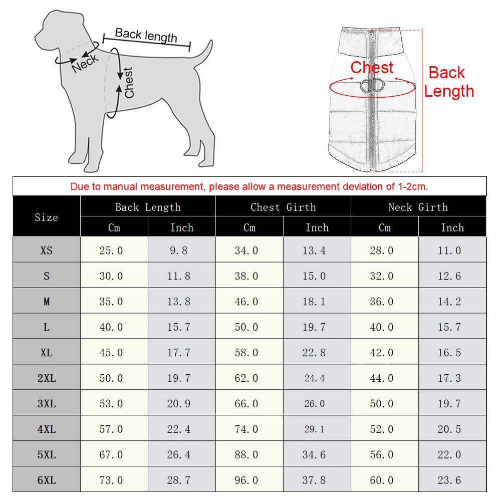 Warme Wasserdichte Winterjacke für Hunde – Winddichter Hundemantel mit D-Ring
