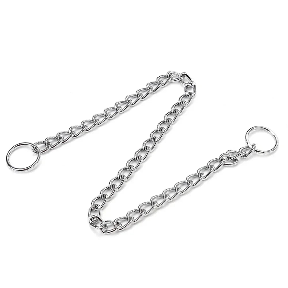 P-Schlangenkette-Hundehalsband aus Edelstahl – Verstellbares Zug-Trainingshalsband für Bulldoggen, Mittelgroße & Große Hunde