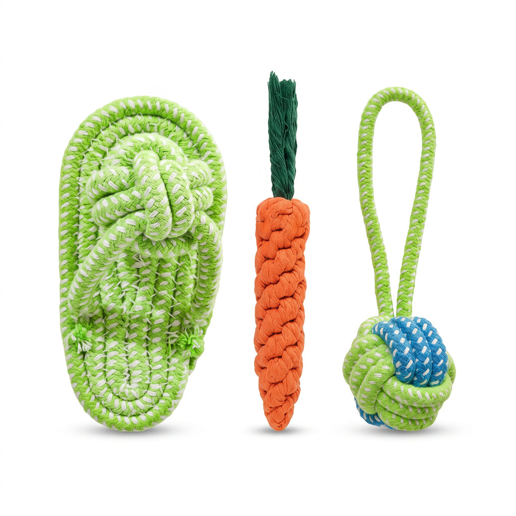 Geknotetes Hausschuh-Kauspielzeug-Set für Hunde – Zahnungsresistente Spielzeuge für Kleine Mittlere Große Hunde, Welpen, Teddy, Golden Retriever & Bichon Frisé