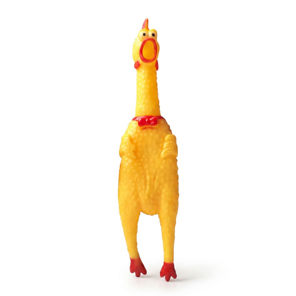 Schreiendes Gelbes Huhn-Hundespielzeug – Robustes Gummi-Quietschspielzeug zum Drücken, Kauen & Interaktiven Spielen für Hunde und Welpen