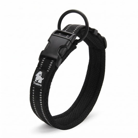 Hundehalsband mit 3M-Reflektoren – Verstellbares Gepolstertes Nylonhalsband mit Netzgewebe für Alle Hunderassen & Wetterbedingungen