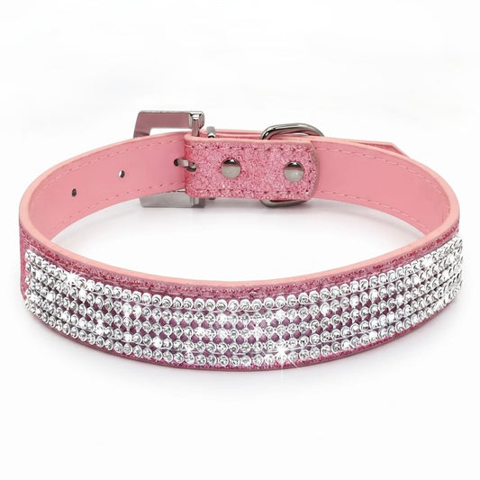 Glitzerndes PU-Leder-Hundehalsband mit Strasssteinen – Funkelndes Kristall-Halsband für Welpen & Hunde