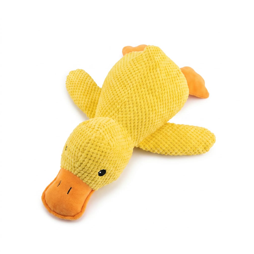 Gelbes Enten-Plüschspielzeug zum Kuscheln für Hunde – Weicher Interaktiver Schlafbegleiter & Kuschelpuppe für Welpen und Hunde