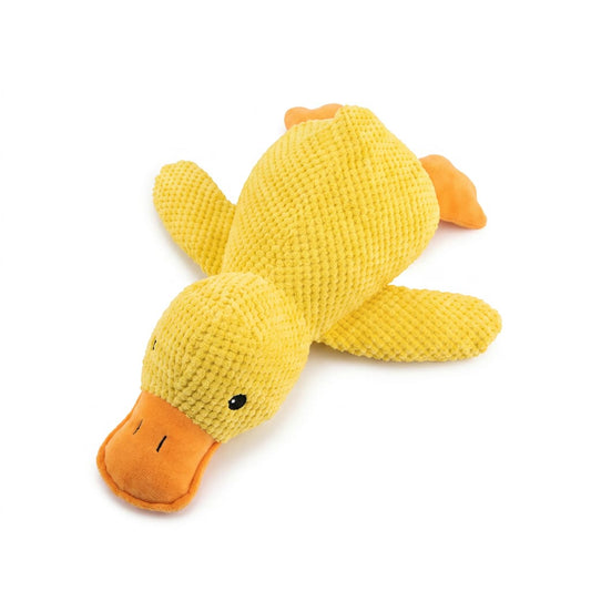 Gelbes Enten-Plüschspielzeug zum Kuscheln für Hunde – Weicher Interaktiver Schlafbegleiter & Kuschelpuppe für Welpen und Hunde