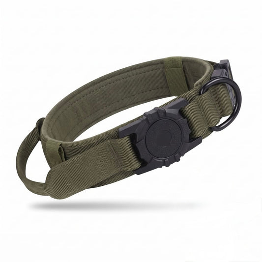 Taktisches Hundehalsband mit AirTag-Halterung – Verstellbares Halsband mit Haltegriff & Metallschnalle für Mittelgroße und Große Hunde