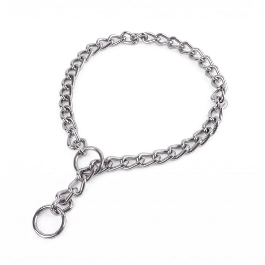 P-Schlangenkette-Hundehalsband aus Edelstahl – Verstellbares Zug-Trainingshalsband für Bulldoggen, Mittelgroße & Große Hunde
