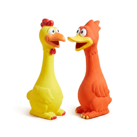 Großes Cartoon-Schreiendes Huhn-Enten-Hundekauspielzeug – Robustes Natur-Latex-Gummispielzeug mit Quietscher für Kau- & Zahnpflegespiele