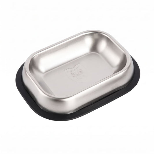 Quadratischer Futternapf aus 304-Edelstahl – Rutschfester Futter- und Wassernapf für Hunde, Katzen, Welpen & Kätzchen
