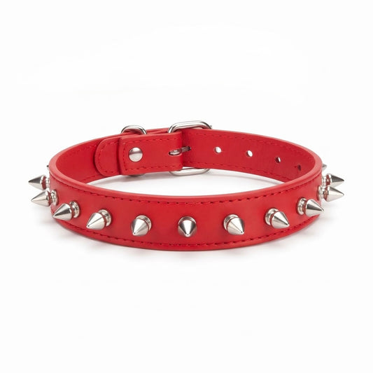 Farbenfrohes Lederhalsband mit Nieten – Verstellbares Haustierhalsband mit Zierspitzen für Hunde & Katzen
