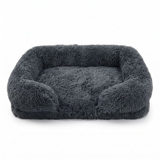 Plüsch Winter Hundebett mit Abnehmbarem Verdicktem Kissen – Weiches Quadratisches Haustiersofa & Kennel-Schlafbett für Kleine Mittlere Große Hunde
