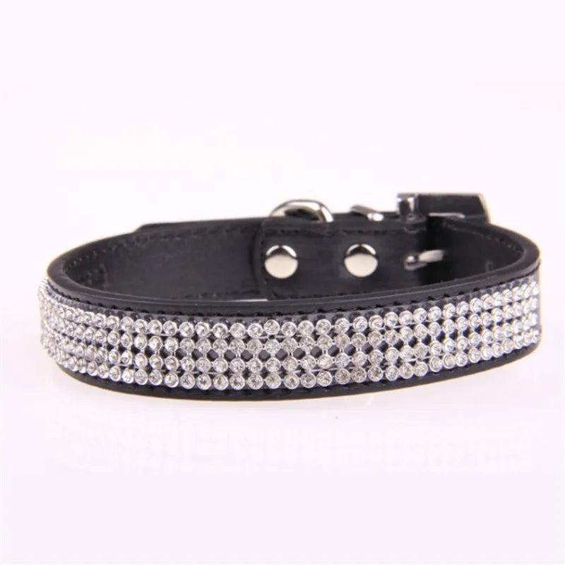 Glitzerndes PU-Leder-Hundehalsband mit Strasssteinen – Funkelndes Kristall-Halsband für Welpen & Hunde