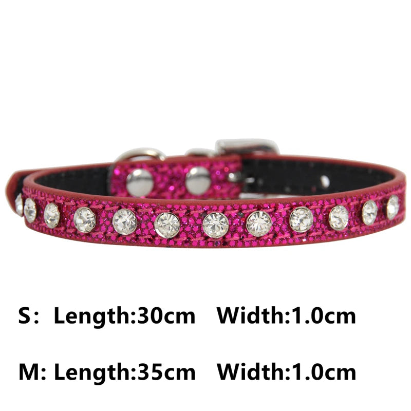 Glitzerndes PU-Leder-Hundehalsband mit Strasssteinen – Funkelndes Kristall-Halsband für Welpen & Hunde