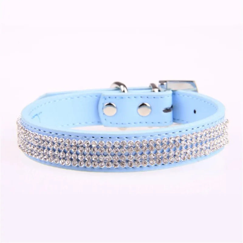 Glitzerndes PU-Leder-Hundehalsband mit Strasssteinen – Funkelndes Kristall-Halsband für Welpen & Hunde