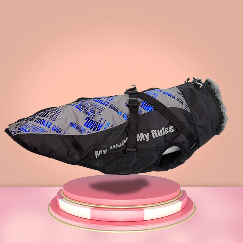 Wasserdichter Mantel für Große Hunde – Warme Herbst- & Winterjacke mit Fellkragen