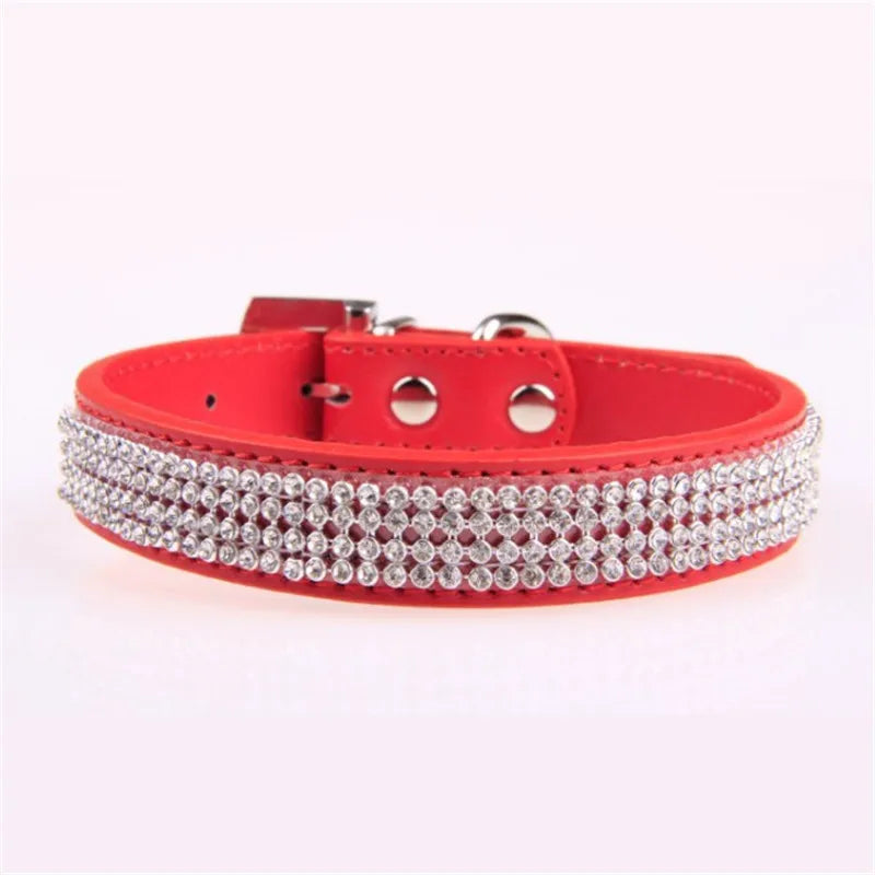 Glitzerndes PU-Leder-Hundehalsband mit Strasssteinen – Funkelndes Kristall-Halsband für Welpen & Hunde