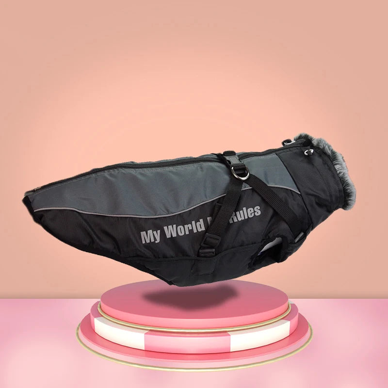 Wasserdichter Mantel für Große Hunde – Warme Herbst- & Winterjacke mit Fellkragen