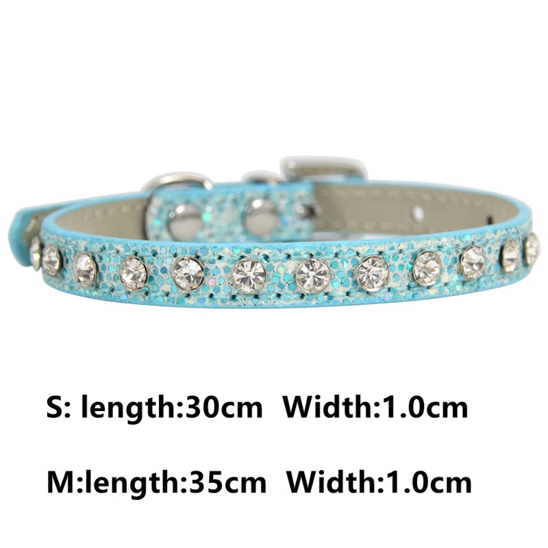 Glitzerndes PU-Leder-Hundehalsband mit Strasssteinen – Funkelndes Kristall-Halsband für Welpen & Hunde