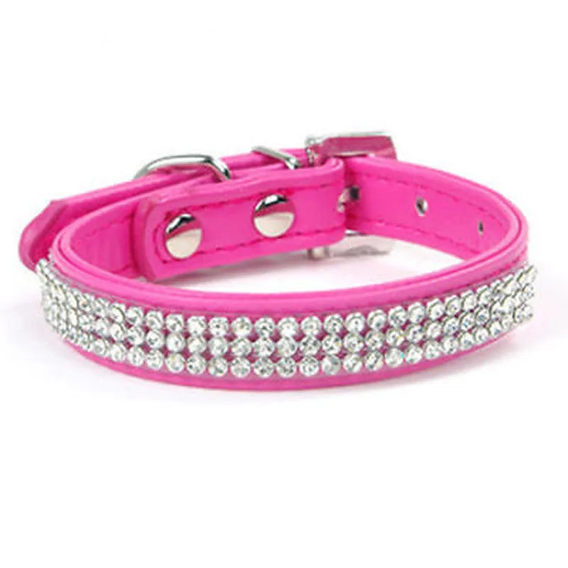 Glitzerndes PU-Leder-Hundehalsband mit Strasssteinen – Funkelndes Kristall-Halsband für Welpen & Hunde