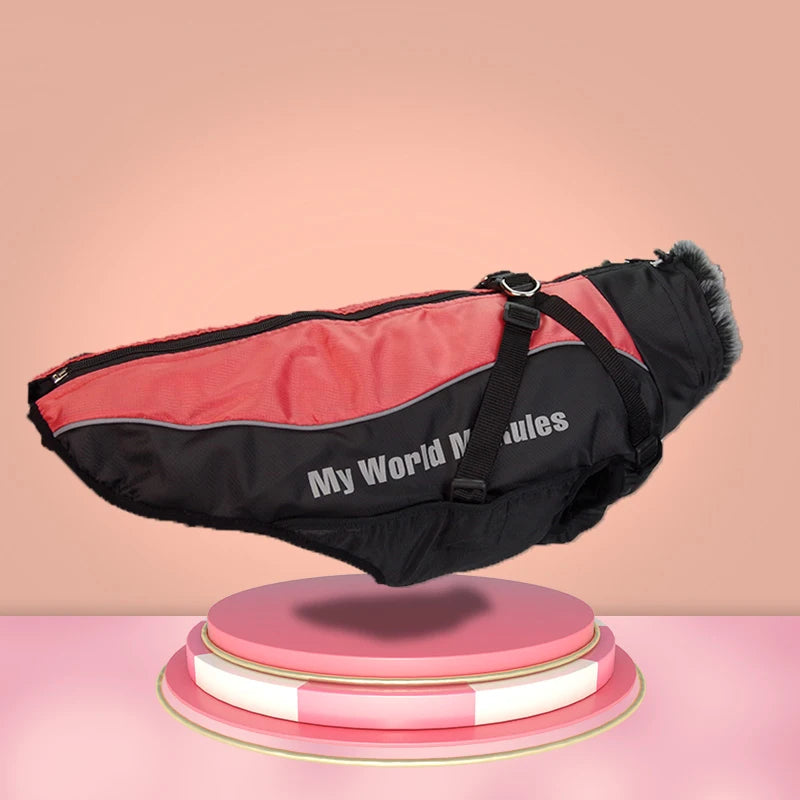 Wasserdichter Mantel für Große Hunde – Warme Herbst- & Winterjacke mit Fellkragen