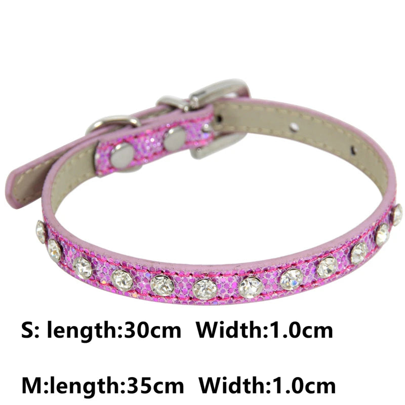 Glitzerndes PU-Leder-Hundehalsband mit Strasssteinen – Funkelndes Kristall-Halsband für Welpen & Hunde