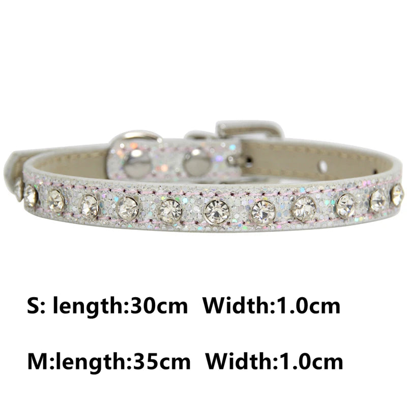 Glitzerndes PU-Leder-Hundehalsband mit Strasssteinen – Funkelndes Kristall-Halsband für Welpen & Hunde