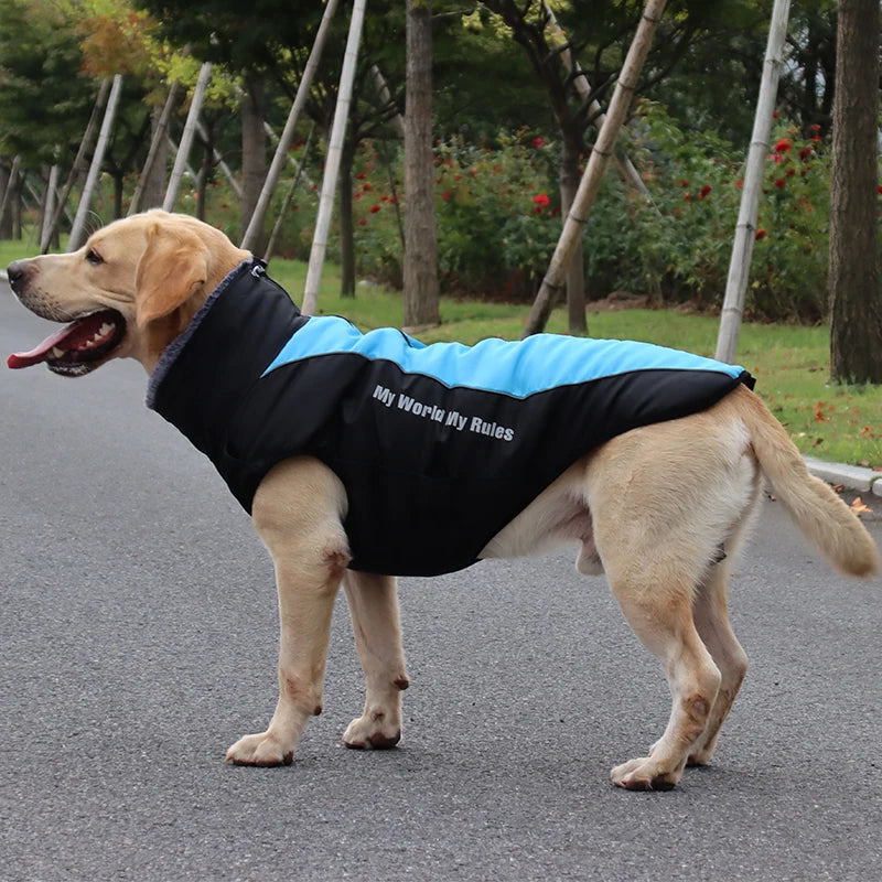 Wasserdichter Mantel für Große Hunde – Warme Herbst- & Winterjacke mit Fellkragen