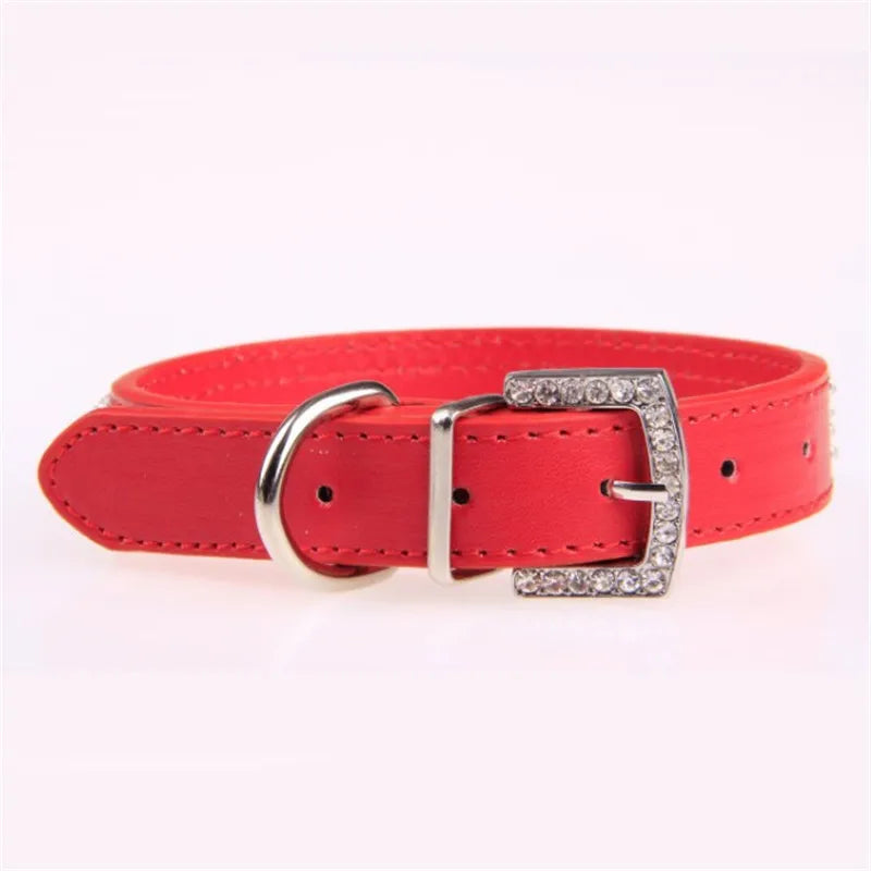 Glitzerndes PU-Leder-Hundehalsband mit Strasssteinen – Funkelndes Kristall-Halsband für Welpen & Hunde