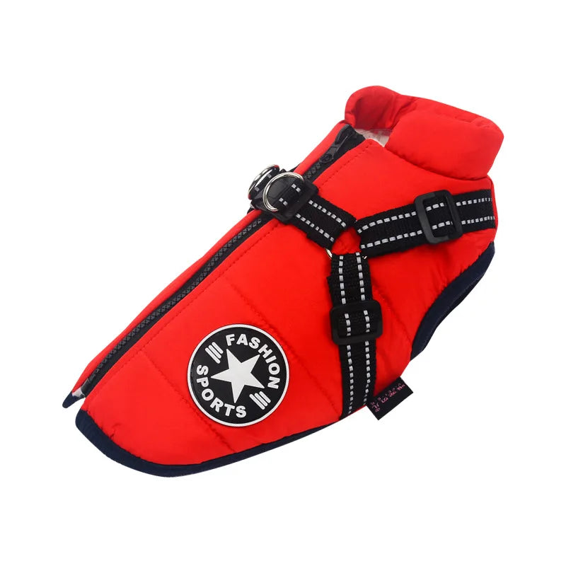 Wasserdichte Warme Hundejacke mit Geschirr – Winterweste für Kleine & Große Hunde