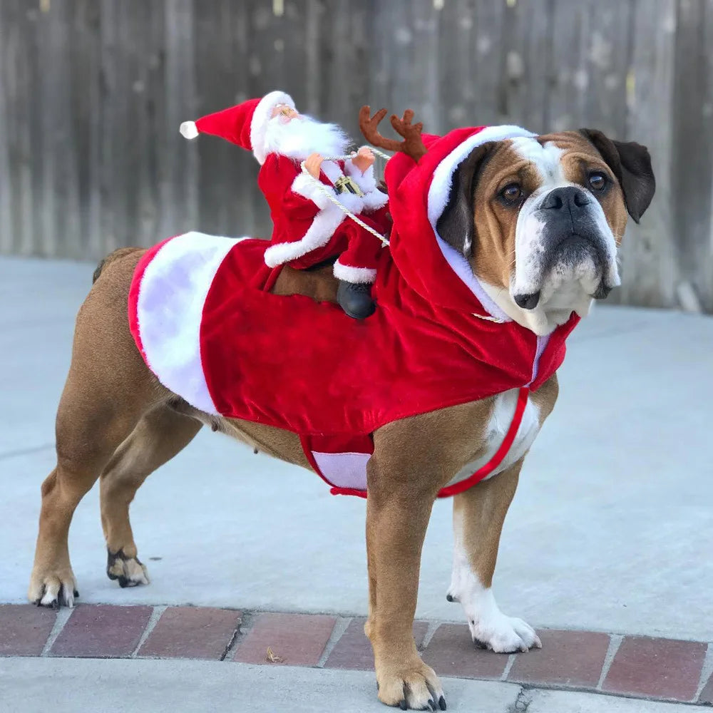 Lustiger Weihnachtsmann-Hundeumhang – Warmes Weihnachts-Cosplay-Kostüm für Kleine & Mittelgroße Hunde & Katzen