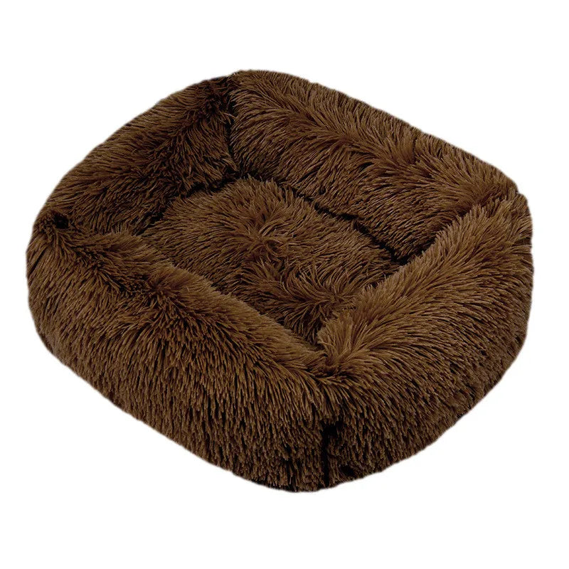 Luxuriöses Plüsch-Hundebett – Waschbares Quadratisches Kuschelbett für Kleine bis Große Hunde