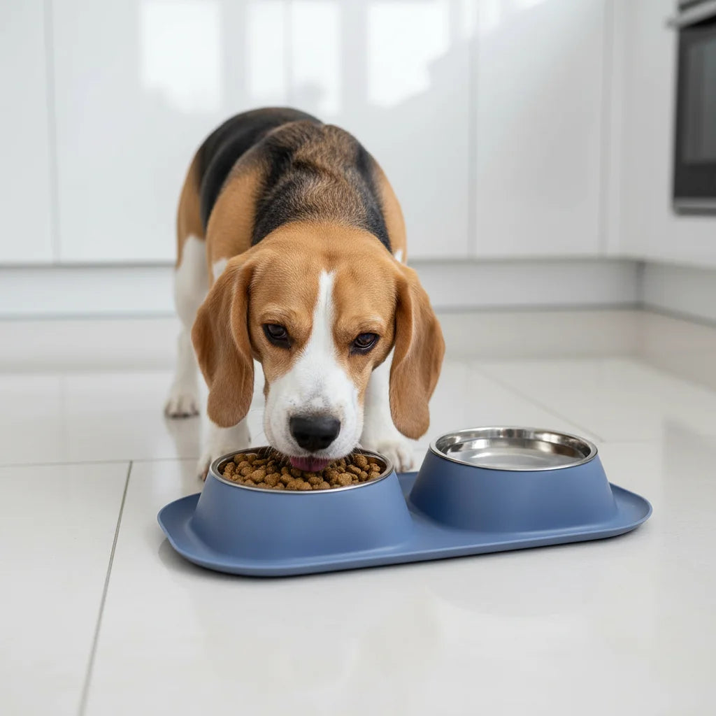 Doppelnapf-Set aus Edelstahl – Rutschfester Futter- und Wassernapf für Hunde, Katzen, Welpen und Kätzchen