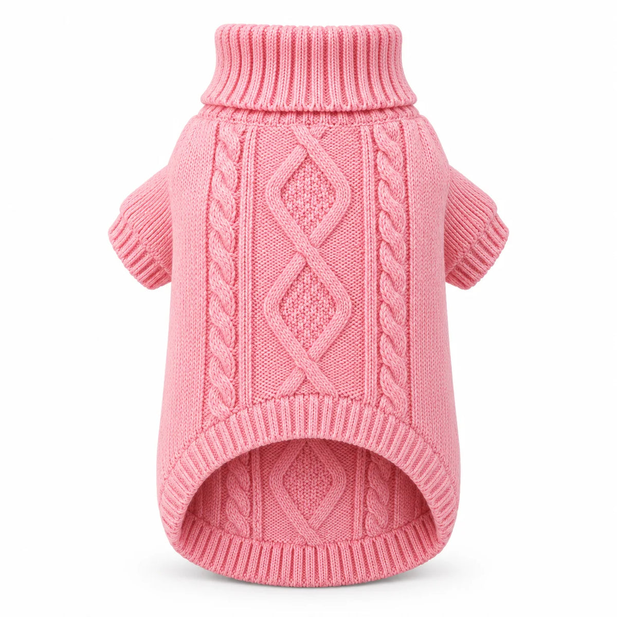 Grauer Zopfmuster-Hundepullover – Warmer Rollkragen-Winterpullover für Kleine & Mittelgroße Hunde