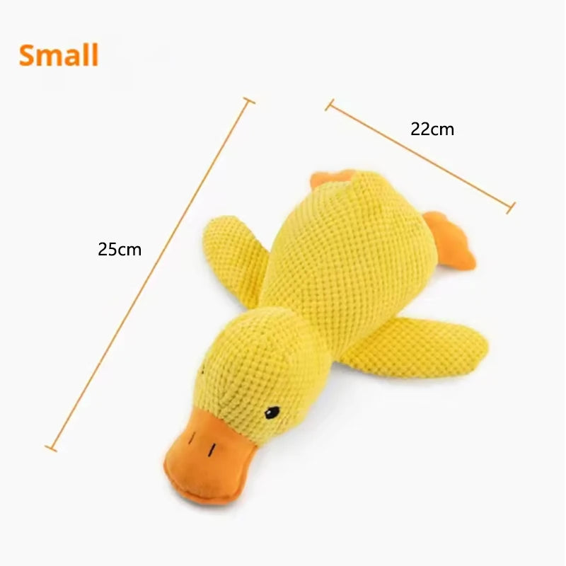 Gelbes Enten-Plüschspielzeug zum Kuscheln für Hunde – Weicher Interaktiver Schlafbegleiter & Kuschelpuppe für Welpen und Hunde