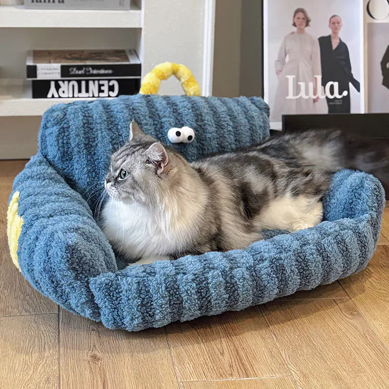 Warmes Winter Welpen-Sofabett & Gemütliches Haustierbett – Weiches Gepolstertes Katzennest und Schlafmatte für Welpen, Kleine Hunde & Katzen