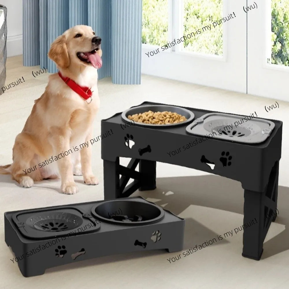 3-in-1 Höhenverstellbare Futterstation – Rutschfester Langsam-Fressnapf mit Klappbarer Konstruktion für Hunde und Katzen