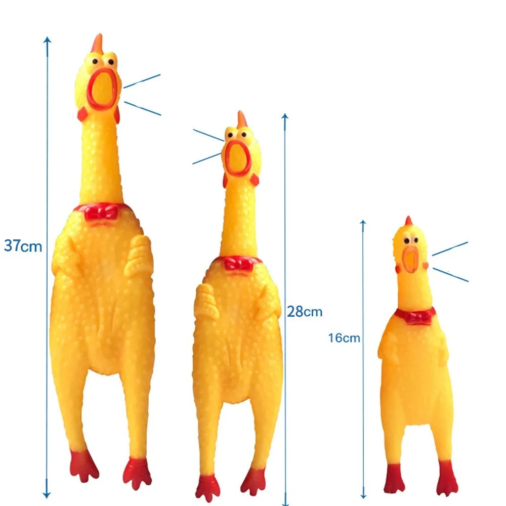 Schreiendes Gelbes Huhn-Hundespielzeug – Robustes Gummi-Quietschspielzeug zum Drücken, Kauen & Interaktiven Spielen für Hunde und Welpen