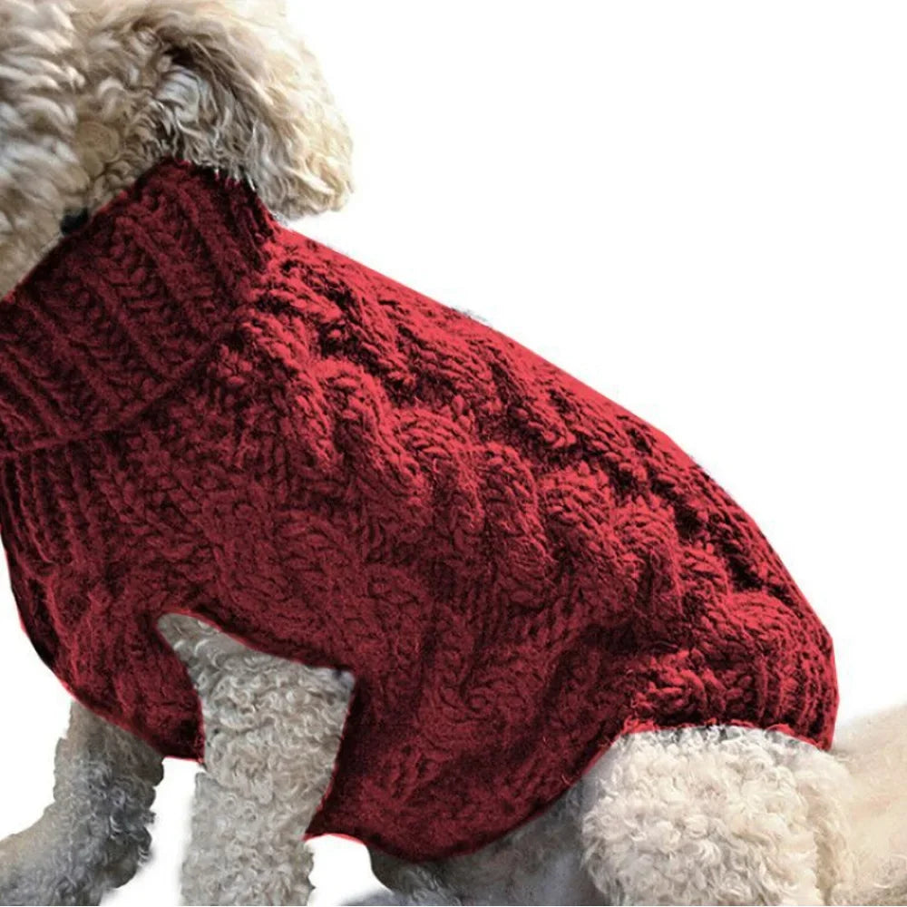 Zopfmuster-Hundepullover – Warmer Einfarbiger Strickpullover für Kleine Hunde & Welpen