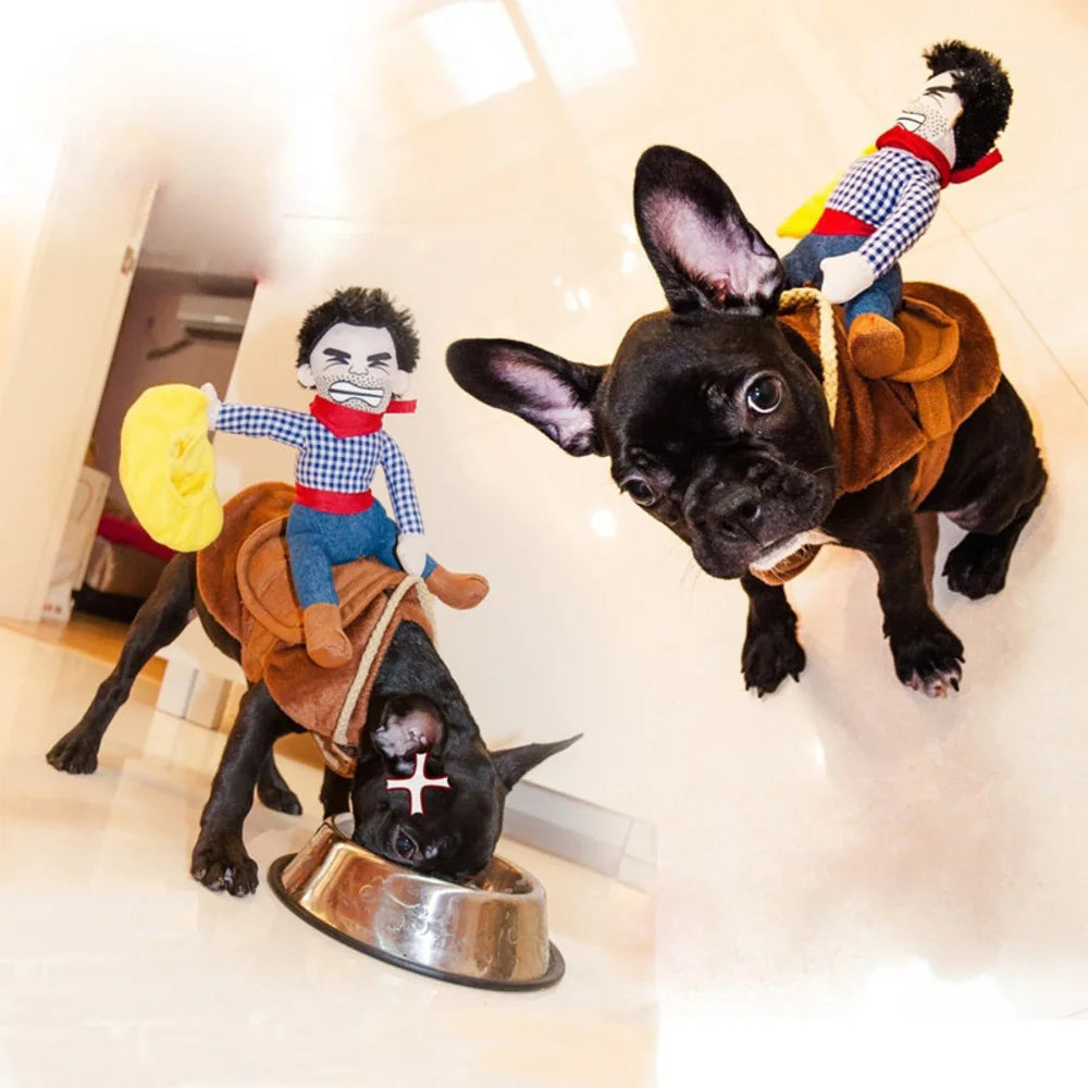 Lustiges Cowboy-Kostüm für Haustiere – Weihnachts- & Halloween-Cosplay-Partyoutfit für Hunde, Welpen & Katzen