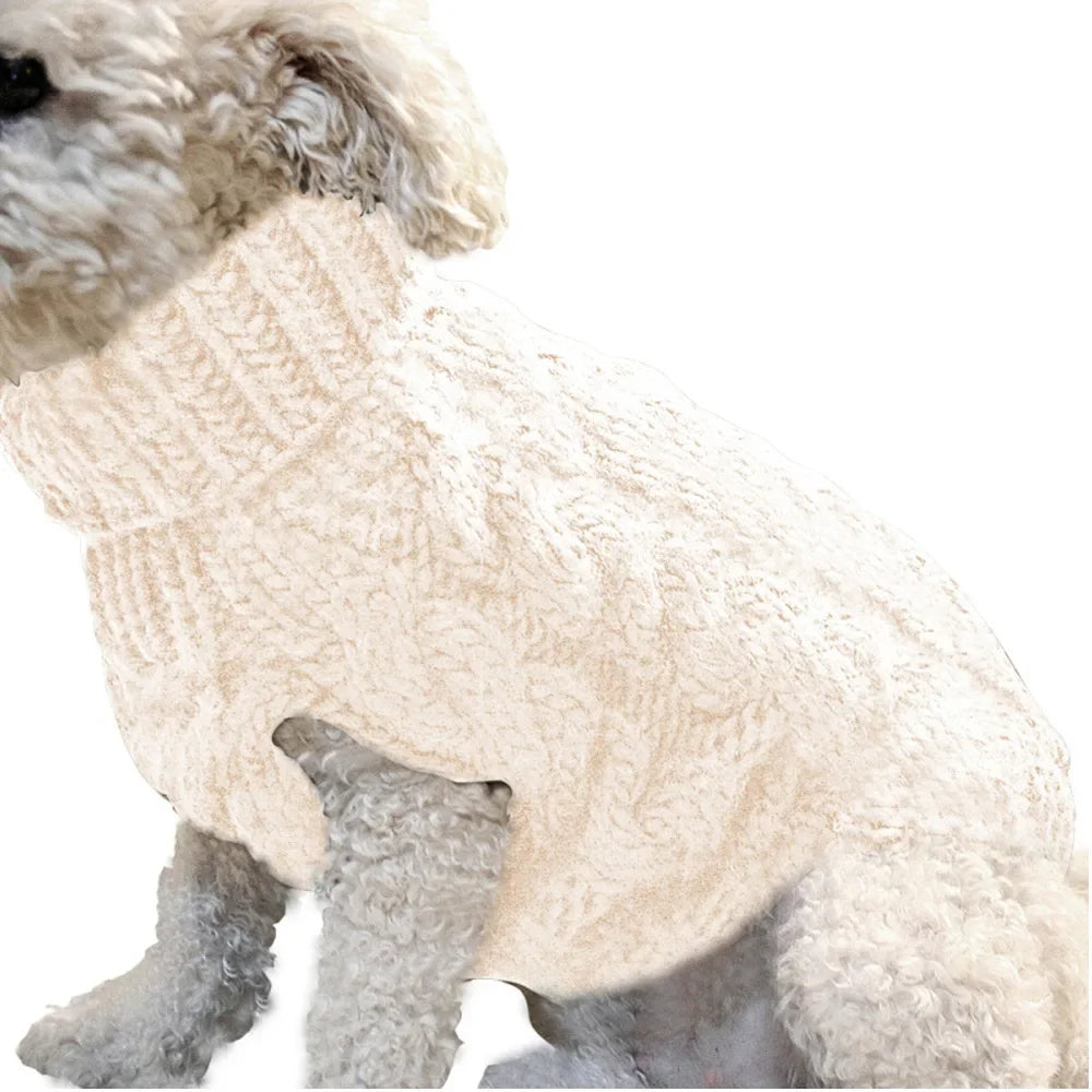 Zopfmuster-Hundepullover – Warmer Einfarbiger Strickpullover für Kleine Hunde & Welpen