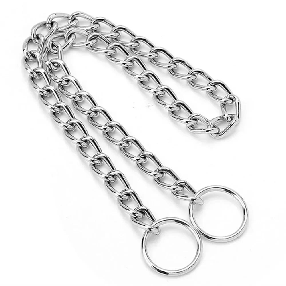 P-Schlangenkette-Hundehalsband aus Edelstahl – Verstellbares Zug-Trainingshalsband für Bulldoggen, Mittelgroße & Große Hunde