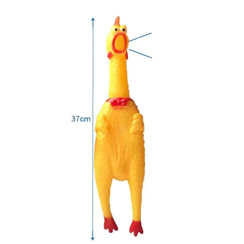 Schreiendes Gelbes Huhn-Hundespielzeug – Robustes Gummi-Quietschspielzeug zum Drücken, Kauen & Interaktiven Spielen für Hunde und Welpen