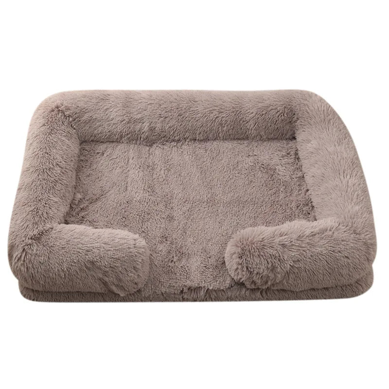 Plüsch Winter Hundebett mit Abnehmbarem Verdicktem Kissen – Weiches Quadratisches Haustiersofa & Kennel-Schlafbett für Kleine Mittlere Große Hunde