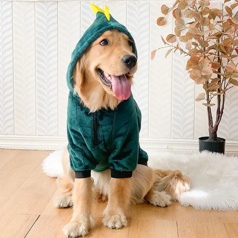 Warmer Fleece-Hundepyjama mit Kapuze – Gemütlicher Wintermantel für Mittelgroße & Große Hunde