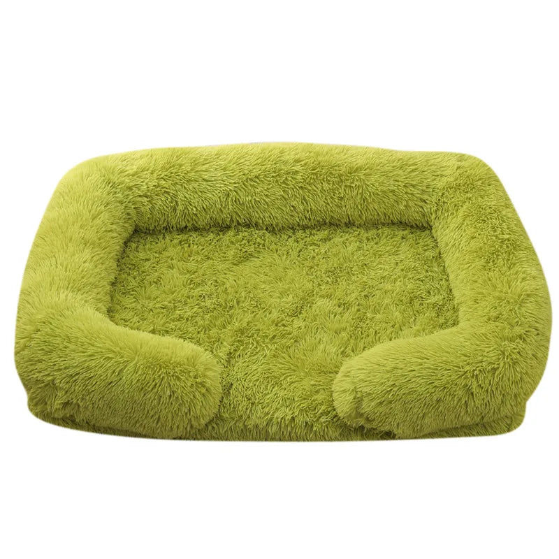 Plüsch Winter Hundebett mit Abnehmbarem Verdicktem Kissen – Weiches Quadratisches Haustiersofa & Kennel-Schlafbett für Kleine Mittlere Große Hunde