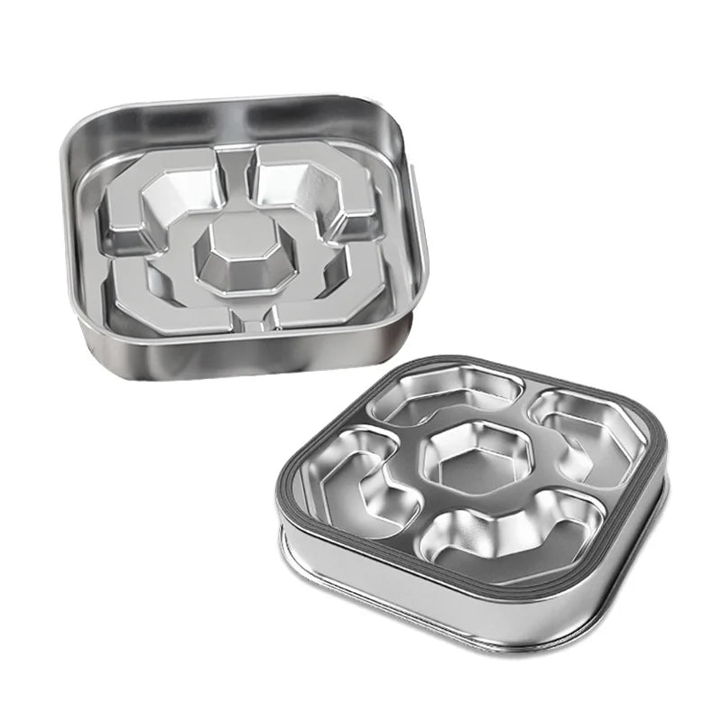 Quadratischer Langsam-Fressnapf aus 304-Edelstahl – Kippsicherer Futternapf für Katzen, Mittelgroße & Große Hunde