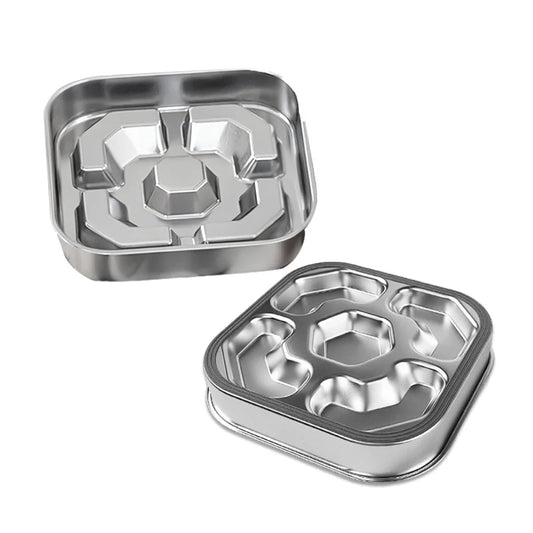 Quadratischer Langsam-Fressnapf aus 304-Edelstahl – Kippsicherer Futternapf für Katzen, Mittelgroße & Große Hunde