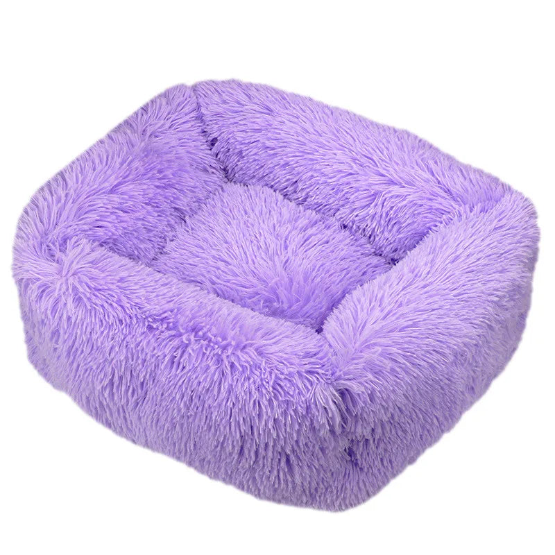 Luxuriöses Plüsch-Hundebett – Waschbares Quadratisches Kuschelbett für Kleine bis Große Hunde