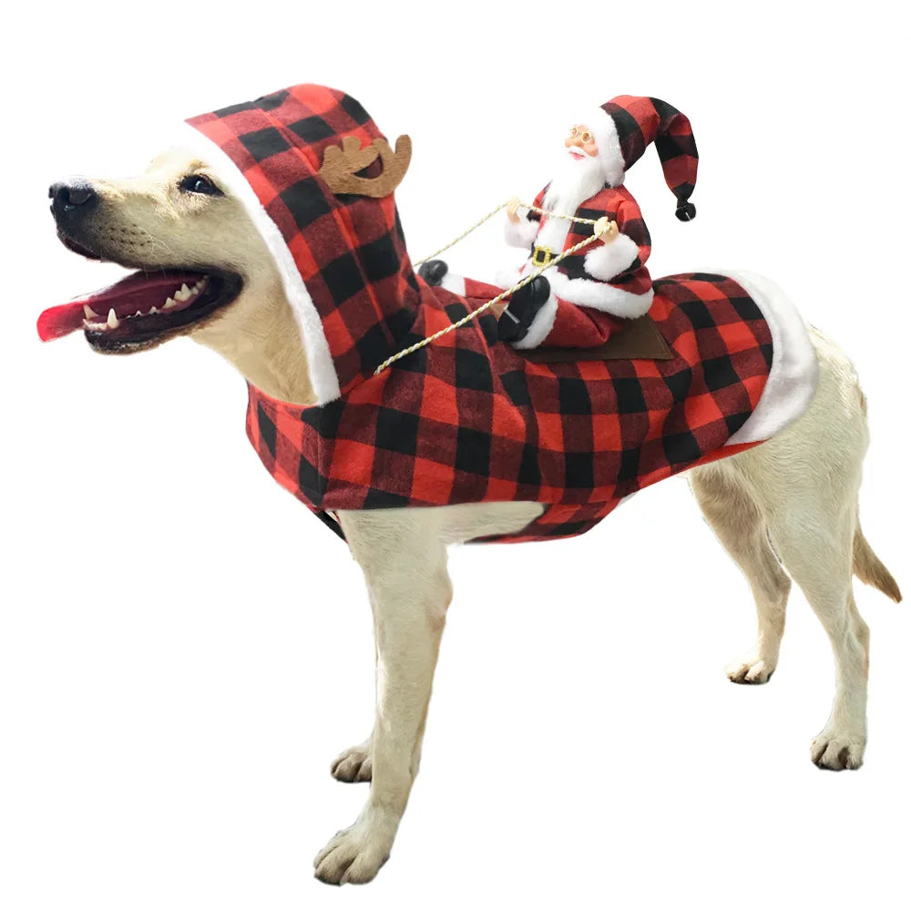 Lustiger Weihnachtsmann-Hundeumhang – Warmes Weihnachts-Cosplay-Kostüm für Kleine & Mittelgroße Hunde & Katzen